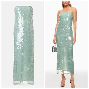 green emerald velvet dress STAUD CASSIE DRESS GARDEN GREEN